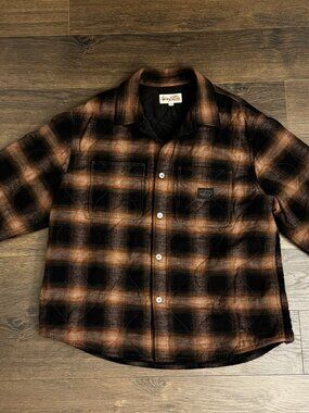 STÜSSY QUILTED PLAID SHIRT JACKET BROWN XL FW25 WORKGEAR